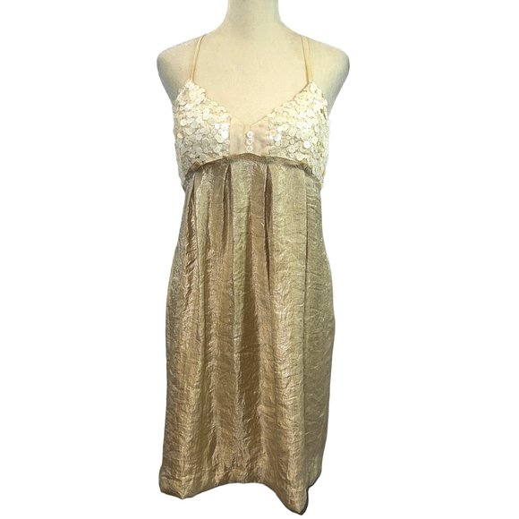 Beautiful! Vera Wang Champagne Color Cotton/Silk Blend Cocktail Dress Si… - Picture 1 of 14